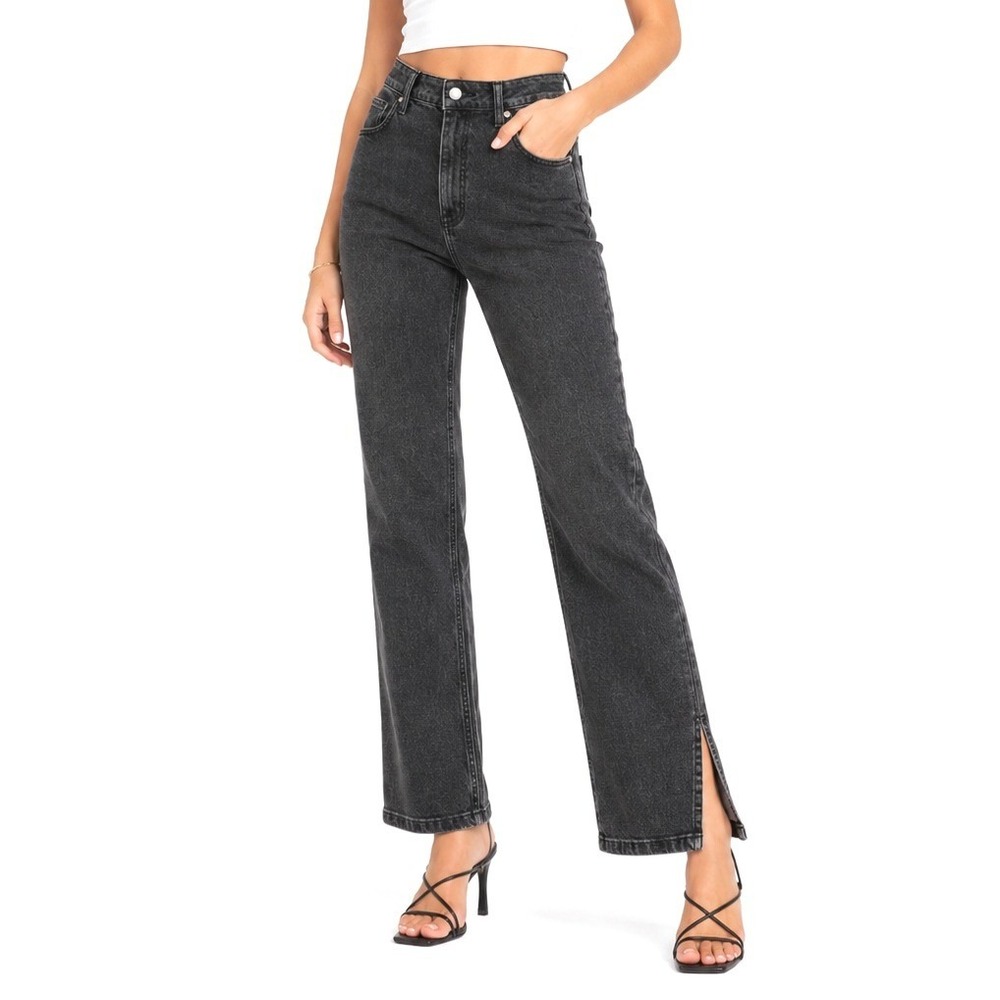 Abercrombie & Fitch Curve Love The Skinny High Rise Jeans Black Side Slit 28/6